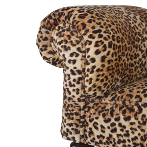 Leopard Print Velvet Bench with Turned Feet