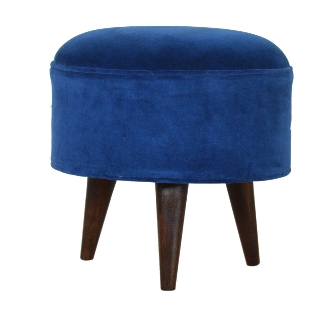 Royal Blue Velvet Nordic Footstool