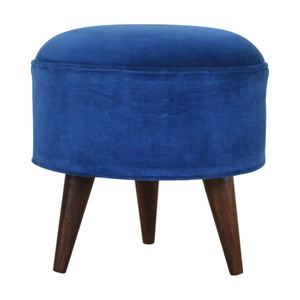 Royal Blue Velvet Nordic Style Footstool