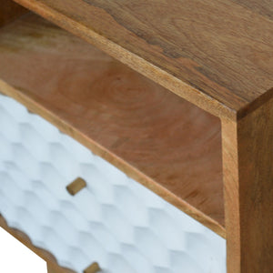 Honeycomb Carved Bedside with Open Slot