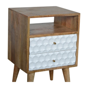 Honeycomb Carved Bedside with Open Slot