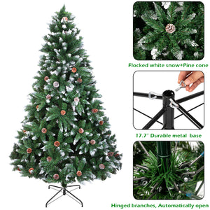 Christmas Tree 7FT 1350 Branch Flocking Spray White Tree Plus Pine Cone (YJ)