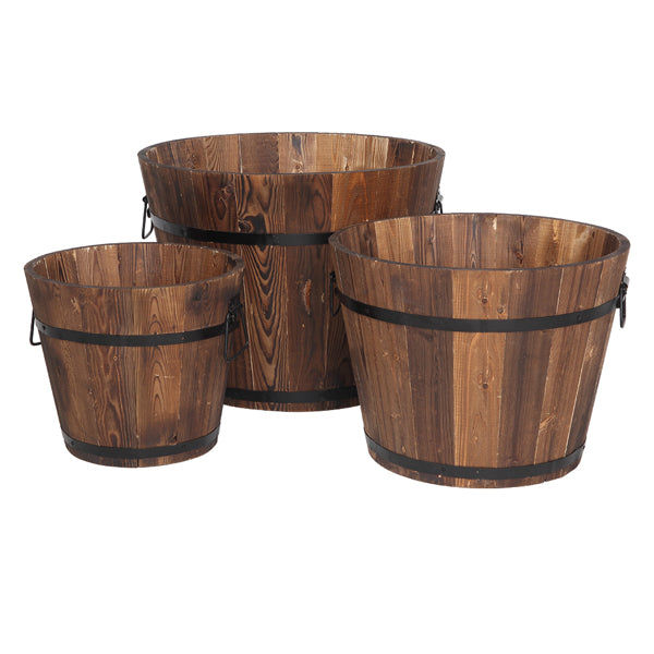 Luxury Garden Party Outdoor Reinforced  And  Anticorrosive Wooden Pot Set Of Three