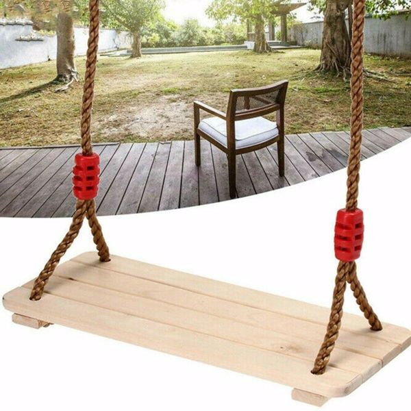 Wooden Swing Seat Hanging Rope Garden Swing Chair Adults Kids Indoor Outdoor