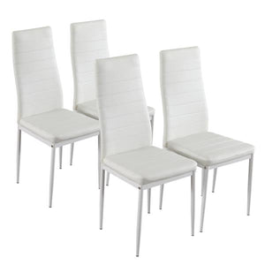 5 Piece Dining Table Set 4 Chairs Glass Metal Kitchen Room Furniture White