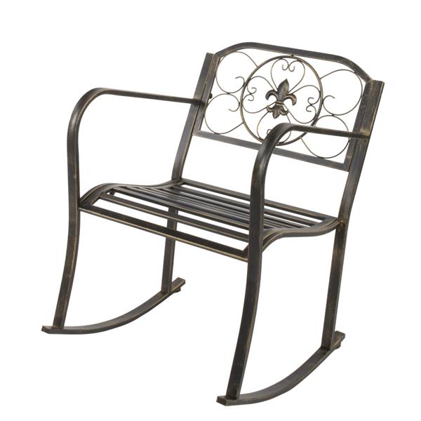 Luxury Garden Party Flat Tube Single Rocking Chair Bronze Color