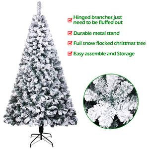 7ft Pvc Flocking Christmas Tree 1300 Branches Spread Out Naturally  Tree