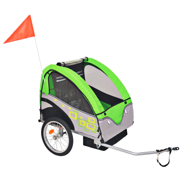 vidaXL Kids' Bicycle Trailer Grey and Green 30 kg