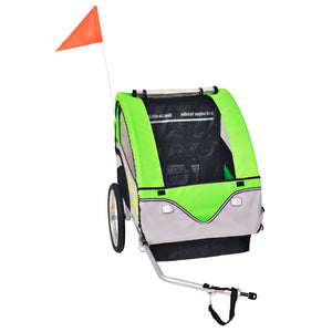 vidaXL Kids' Bicycle Trailer Grey and Green 30 kg