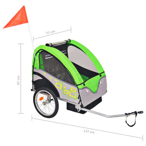 vidaXL Kids' Bicycle Trailer Grey and Green 30 kg