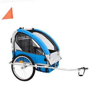 vidaXL 2-in-1 Kids' Bicycle Trailer & Stroller Dark Blue and Grey