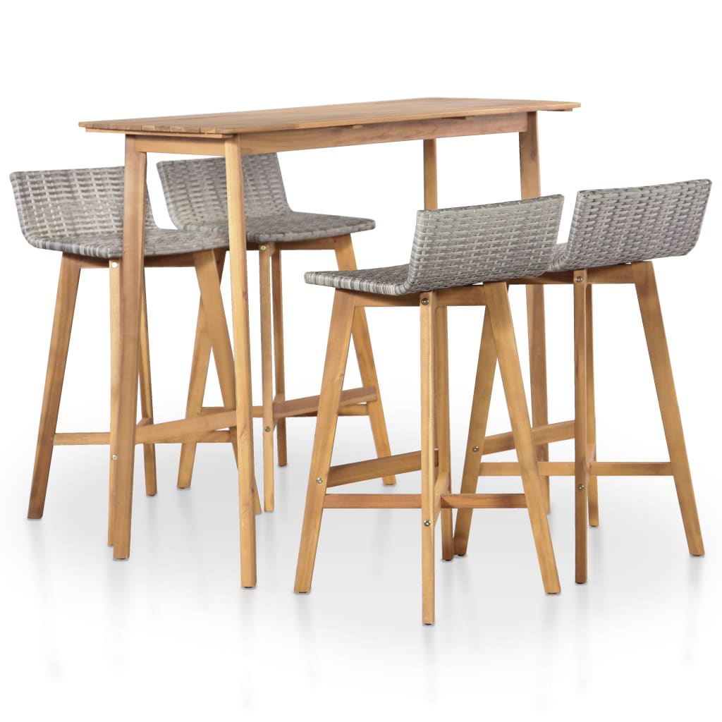 vidaXL 5 Piece Outdoor Dining Set Solid Acacia Wood