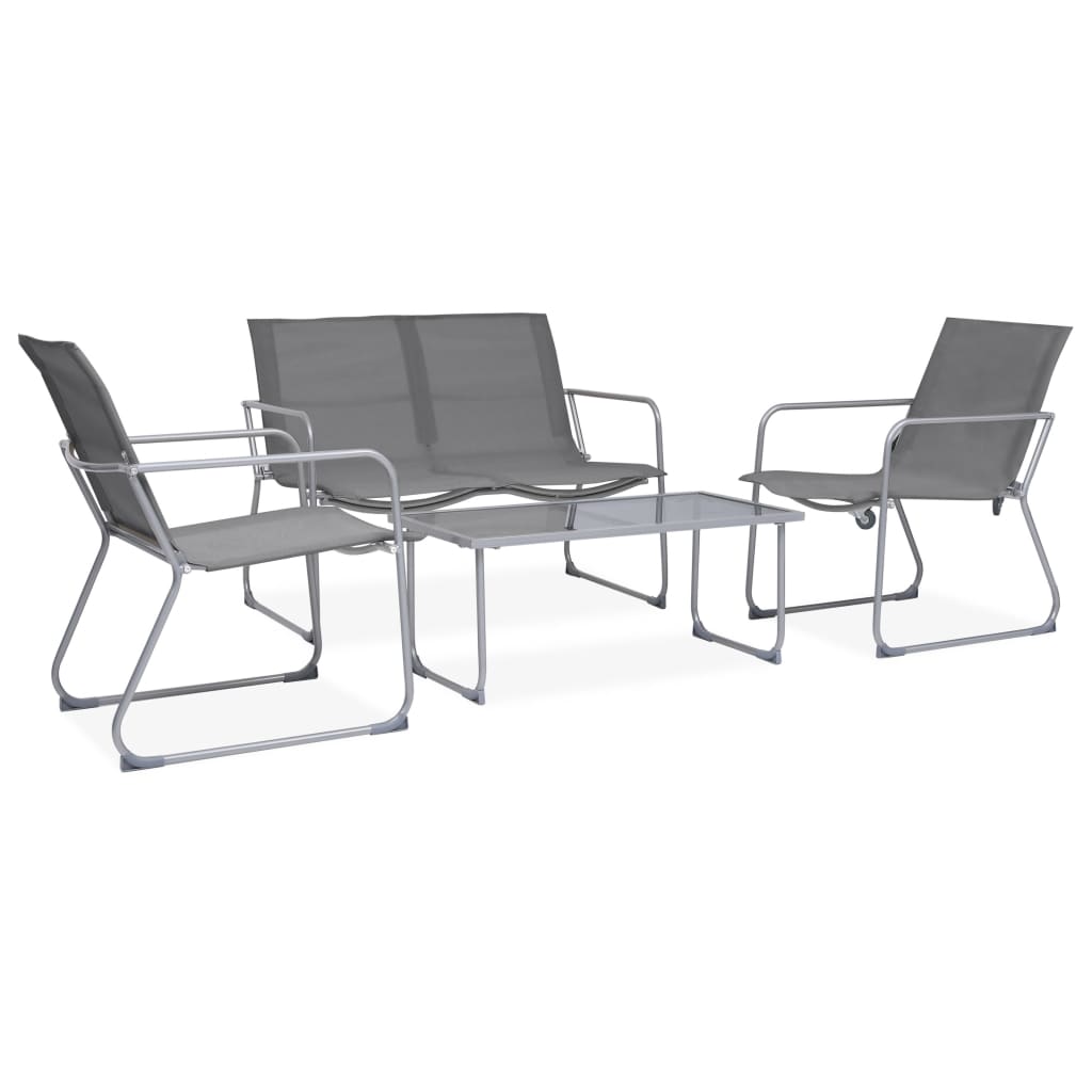 vidaXL 4 Piece Garden Lounge Set Fabric & Steel Grey