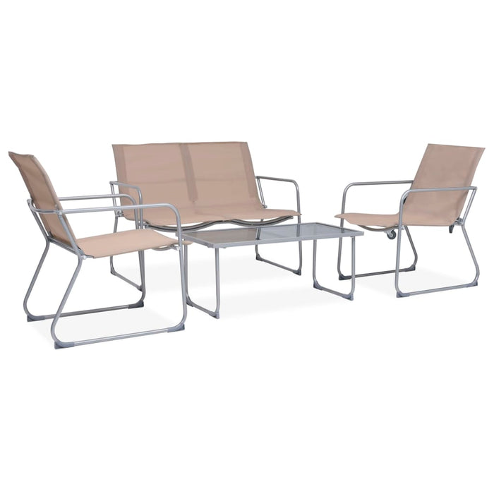 vidaXL 4 Piece Garden Lounge Set Fabric & Steel Taupe