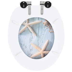 vidaXL WC Toilet Seat with Soft Close Lid MDF Starfish Design