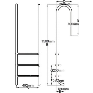 vidaXL Pool Ladder 3 Steps Stainless Steel 304 120 cm