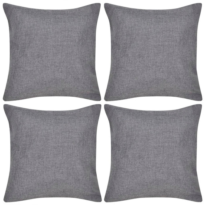 4 Anthracite Cushion Covers Linen-look 40 x 40 cm