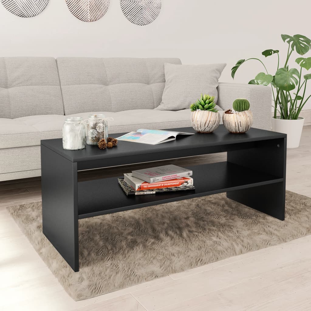 vidaXL Coffee Table Black 100x40x40 cm Engineered Wood