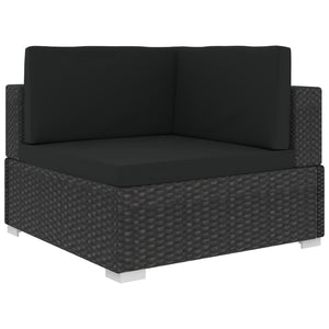 vidaXL 6 Piece Garden Lounge Set with Cushions Poly Rattan Black