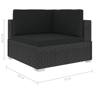 vidaXL 6 Piece Garden Lounge Set with Cushions Poly Rattan Black