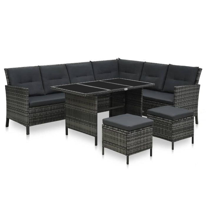 vidaXL 4 Piece Garden Lounge Set with Cushions Poly Rattan Grey