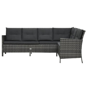 vidaXL 4 Piece Garden Lounge Set with Cushions Poly Rattan Grey