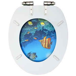 vidaXL WC Toilet Seat with Soft Close Lid MDF Deep Sea Design