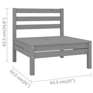 vidaXL Garden Middle Sofa Grey Solid Pinewood