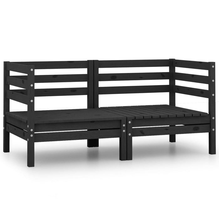 vidaXL Garden Corner Sofas 2 pcs Black Solid Pinewood