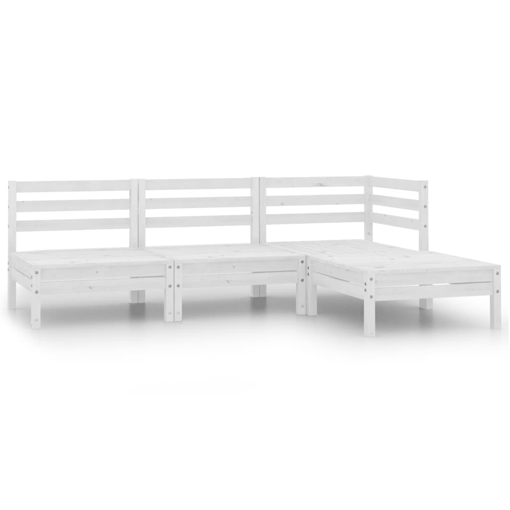 vidaXL 4 Piece Garden Lounge Set Solid Pinewood White