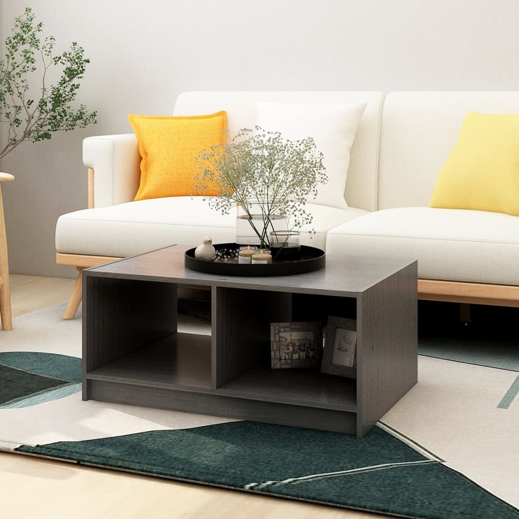 vidaXL Coffee Table Grey 75x50x33.5 cm Solid Pinewood