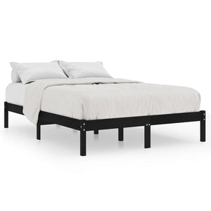 vidaXL Bed Frame Black Solid Pinewood 135x190 cm 4FT6 Double