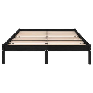 vidaXL Bed Frame Black Solid Pinewood 135x190 cm 4FT6 Double