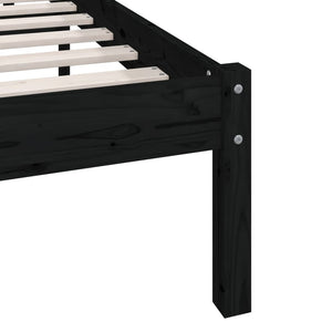 vidaXL Bed Frame Black Solid Wood Pine 120x200 cm Small Double
