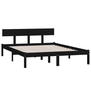 vidaXL Bed Frame Black Solid Wood Pine 160x200 cm King