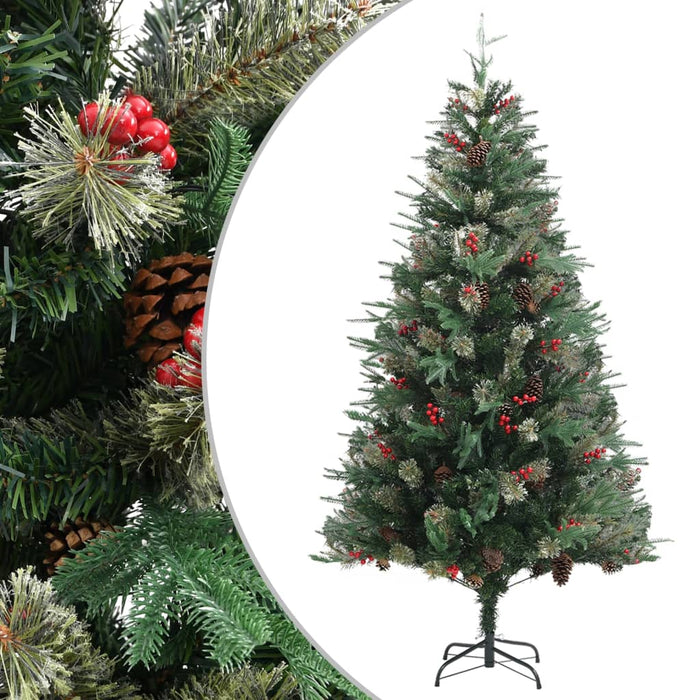 vidaXL Christmas Tree with Pine Cones Green 195 cm PVC&PE