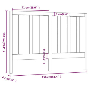 vidaXL Bed Headboard Black 156x4x100 cm Solid Wood Pine