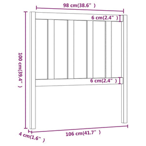 vidaXL Bed Headboard Black 106x4x100 cm Solid Wood Pine