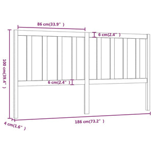 vidaXL Bed Headboard Grey 186x4x100 cm Solid Wood Pine