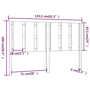 vidaXL Bed Headboard 155.5x4x100 cm Solid Wood Pine