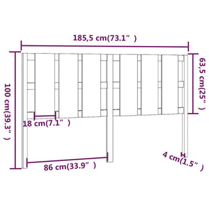 vidaXL Bed Headboard 185.5x4x100 cm Solid Wood Pine