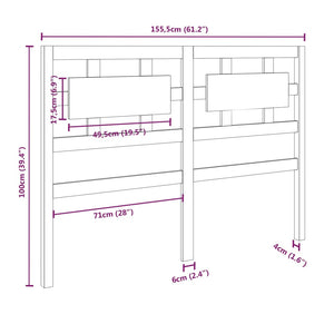 vidaXL Bed Headboard 155.5x4x100 cm Solid Wood Pine