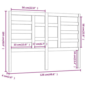 vidaXL Bed Headboard White 126x4x104 cm Solid Wood Pine