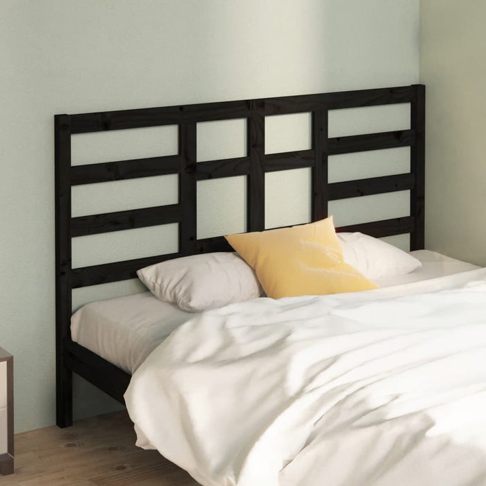 vidaXL Bed Headboard Black 126x4x104 cm Solid Wood Pine