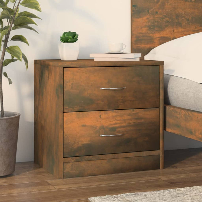 vidaXL Bedside Cabinet Smoked Oak 40x30x40 cm Engineered Wood