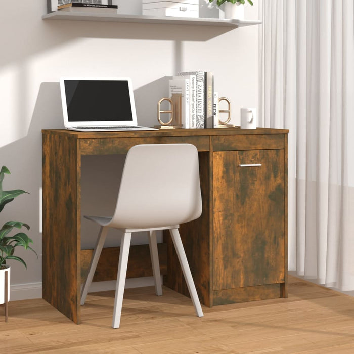 vidaXL Desk Smoked Oak 100x50x76 cm Engineered Wood