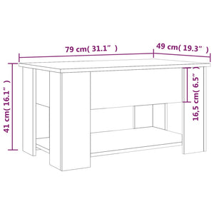 vidaXL Coffee Table Smoked Oak 79x49x41 cm Engineered Wood