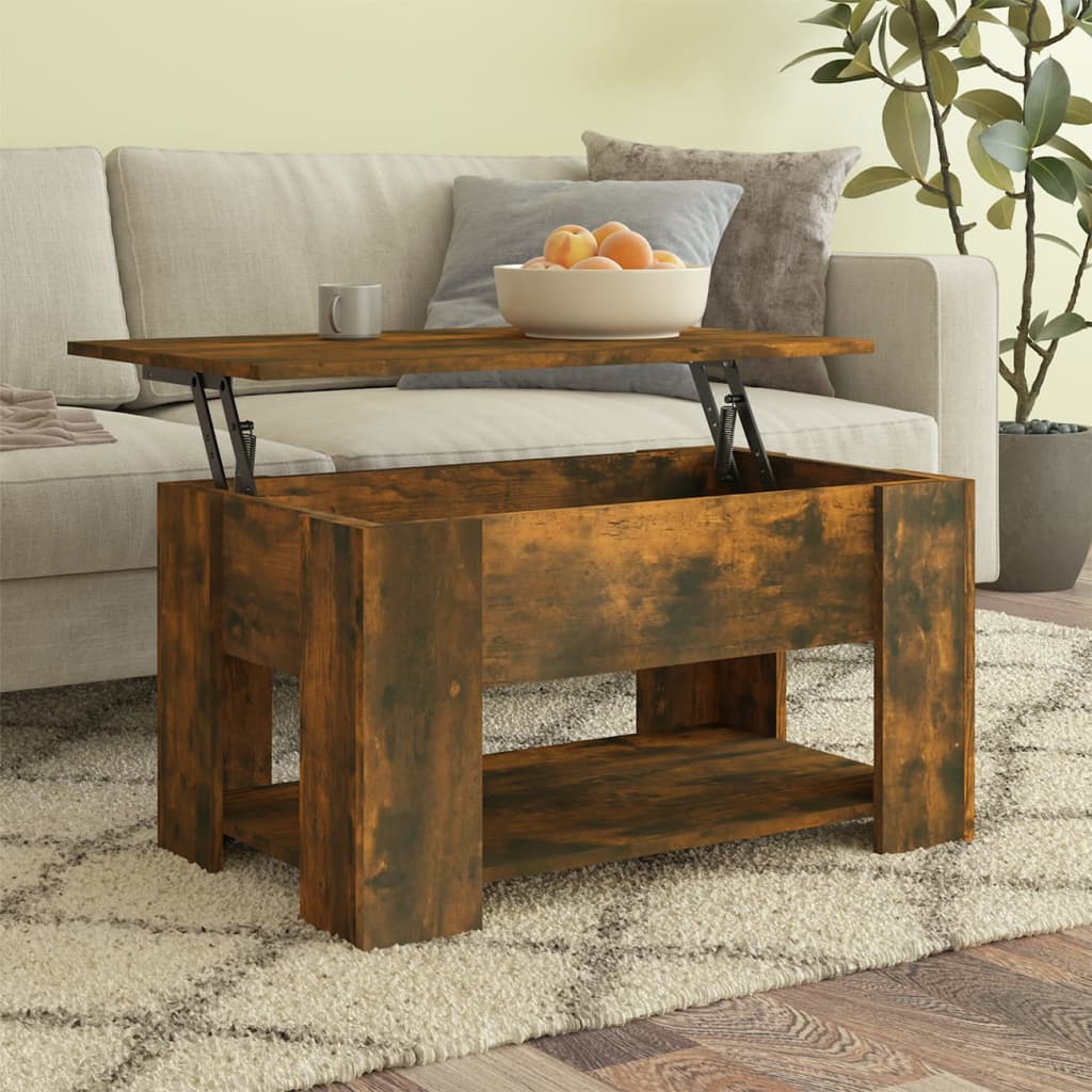 vidaXL Coffee Table Smoked Oak 79x49x41 cm Engineered Wood