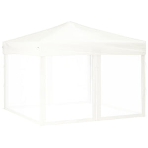 vidaXL Folding Party Tent with Sidewalls White 3x3 m