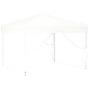 vidaXL Folding Party Tent with Sidewalls White 3x3 m